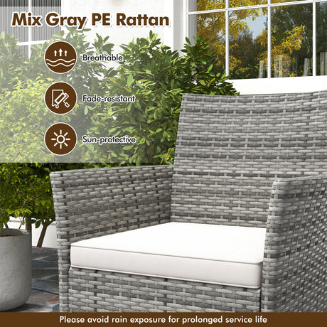 2 sillones de exterior de ratán PE con cómodos cojines de asiento - Blanco