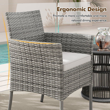 2 sillones de exterior de ratán PE con cómodos cojines de asiento - Blanco