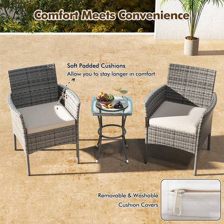 2 sillones de exterior de ratán PE con cómodos cojines de asiento - Blanco