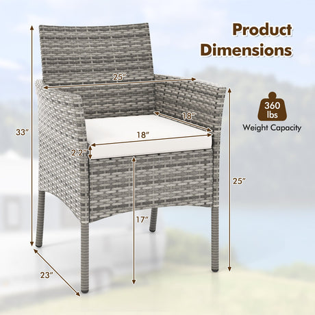 2 sillones de exterior de ratán PE con cómodos cojines de asiento - Blanco