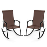 2 Pieces Outdoor Rocking Chairs with Breathable Backrest