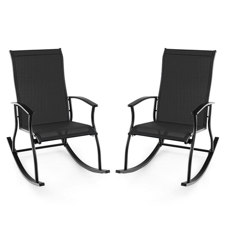 2 sillas mecedoras de exterior con respaldo transpirable