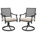 2 Pieces Outdoor Swivel Chairs Patio Dining Chairs with Padded Cushions-Beige