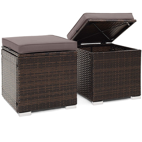 2 otomanas de patio con cojines removibles - gris