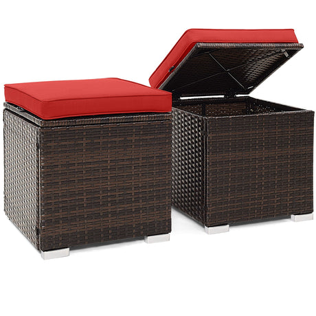 2 otomanas de patio con cojines removibles - Rojo