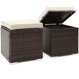 2 otomanas de patio con cojines extraíbles - Blanco
