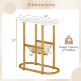 2-tier Oval Narrow Bedside End Table