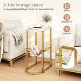 2-tier Oval Narrow Bedside End Table