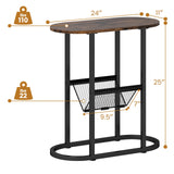 2-tier Oval Narrow Bedside End Table