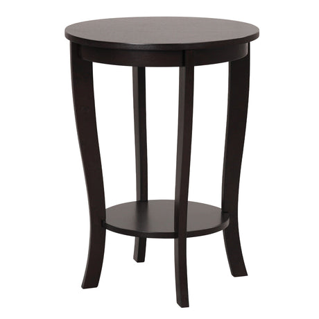 Mesa auxiliar redonda de 2 niveles con patas de madera maciza