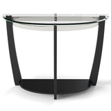 Mesa de consola de 2 niveles de vidrio templado con tapa de vidrio transparente y estante abierto