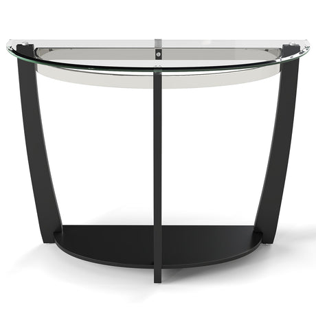 Mesa de consola de 2 niveles de vidrio templado con tapa de vidrio transparente y estante abierto