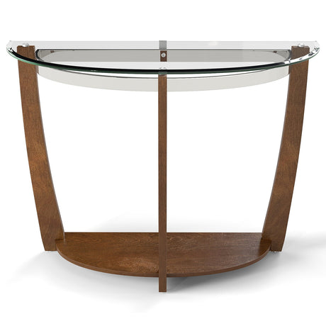 Mesa de consola de 2 niveles de vidrio templado con tapa de vidrio transparente y estante abierto