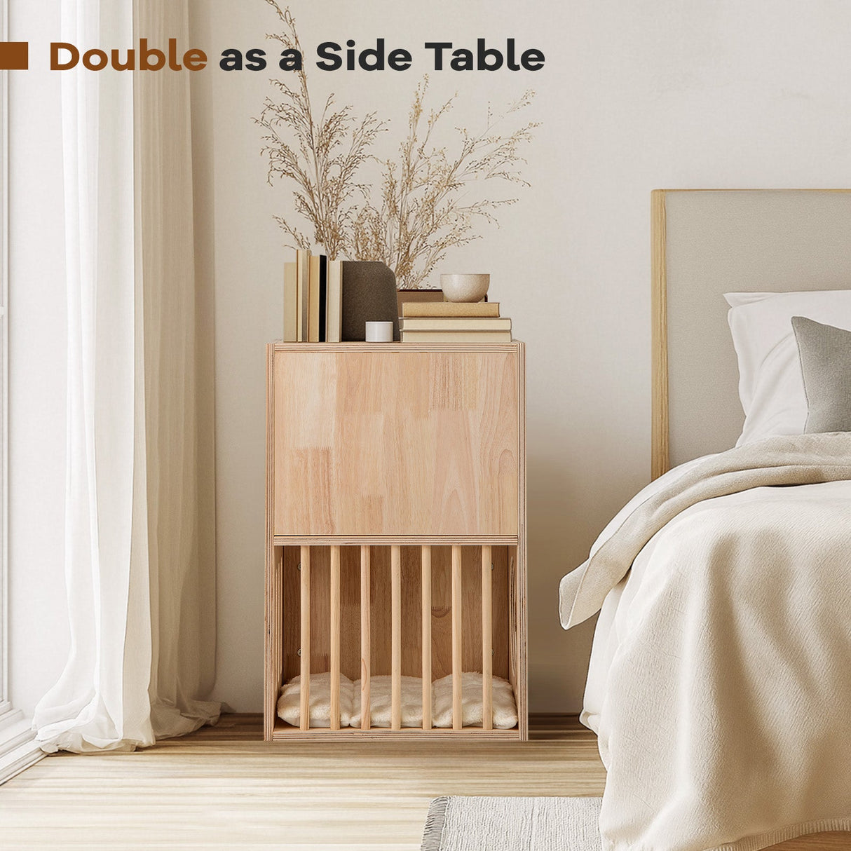 Condominio para Gatos de Madera de 2 Niveles para Interiores, Casa Simétrica para Gatos con Cojines Extraíbles