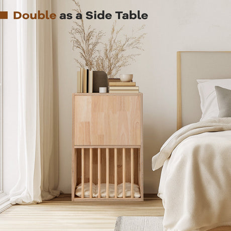 Condominio para Gatos de Madera de 2 Niveles para Interiores, Casa Simétrica para Gatos con Cojines Extraíbles