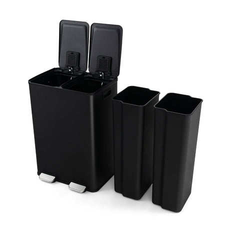 Cesto de basura de doble compartimento 2 x 8 gal - Plateado