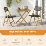 Juego de 2 sillas plegables de teca indonesia con asiento y respaldo de cuerda trenzada