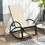 Sillón reclinable mecedora para exteriores 2 en 1 con respaldo ajustable de 4 posiciones para patio, porche y piscina