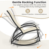 Sillón reclinable mecedora para exteriores 2 en 1 con respaldo ajustable de 4 posiciones para patio, porche y piscina