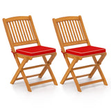 Sillas Plegables de Exterior con Cojines de Asiento, Juego de 2