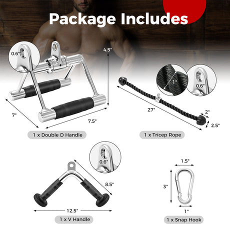 Juego de 3 accesorios para máquinas de cable para gimnasio en casa