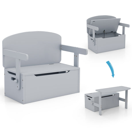 Banco de almacenamiento convertible 3 en 1 para niños, mesa de actividades de madera y juego de sillas
