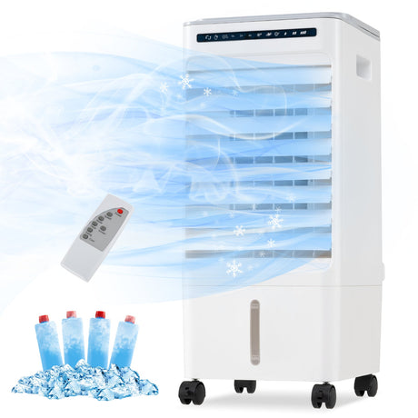 Enfriador de aire evaporativo portátil 3 en 1 con 3 modos y control remoto - Blanco