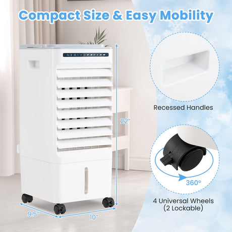 Enfriador de aire evaporativo portátil 3 en 1 con 3 modos y control remoto - Blanco