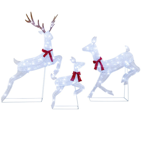 Juego de 3 renos preiluminados de Navidad en familia