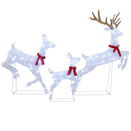 Juego de 3 renos preiluminados de Navidad en familia