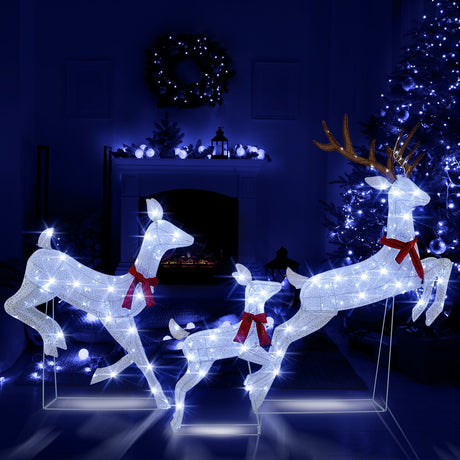 Juego de 3 renos preiluminados de Navidad en familia