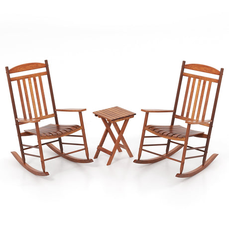Juego de bistró mecedora de 3 piezas para exteriores de madera de álamo - Natural