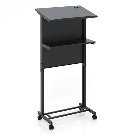 Mesa Atril de Altura Ajustable en 3 Posiciones con Tablero Inclinable-Negro