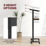 3-Position Height Adjustable Lectern Table with Tilted Tabletop-Black