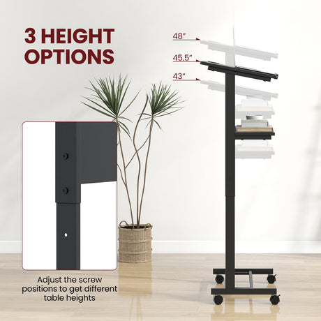 Mesa Atril de Altura Ajustable en 3 Posiciones con Tablero Inclinable-Negro
