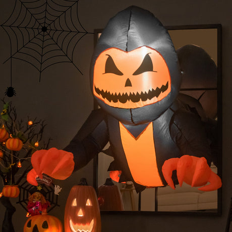 Fantasma con cabeza de calabaza inflable de Halloween de 3.3 pies saliendo de la ventana