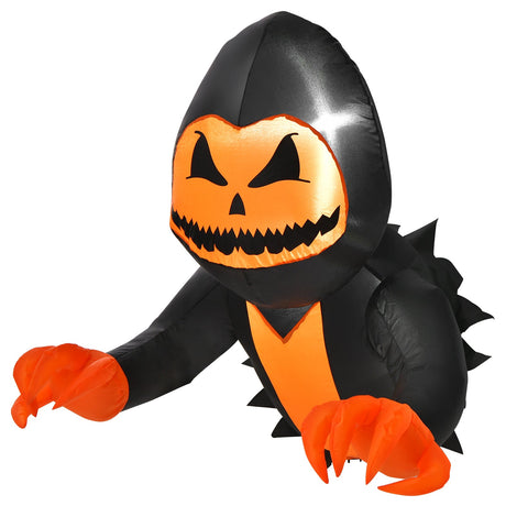 Fantasma con cabeza de calabaza inflable de Halloween de 3.3 pies saliendo de la ventana