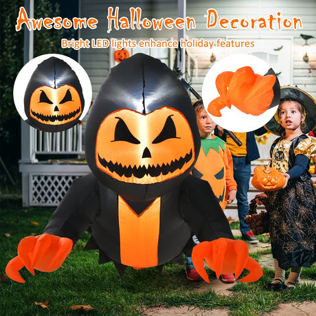Fantasma con cabeza de calabaza inflable de Halloween de 3.3 pies saliendo de la ventana