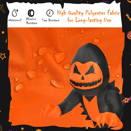 Fantasma con cabeza de calabaza inflable de Halloween de 3.3 pies saliendo de la ventana