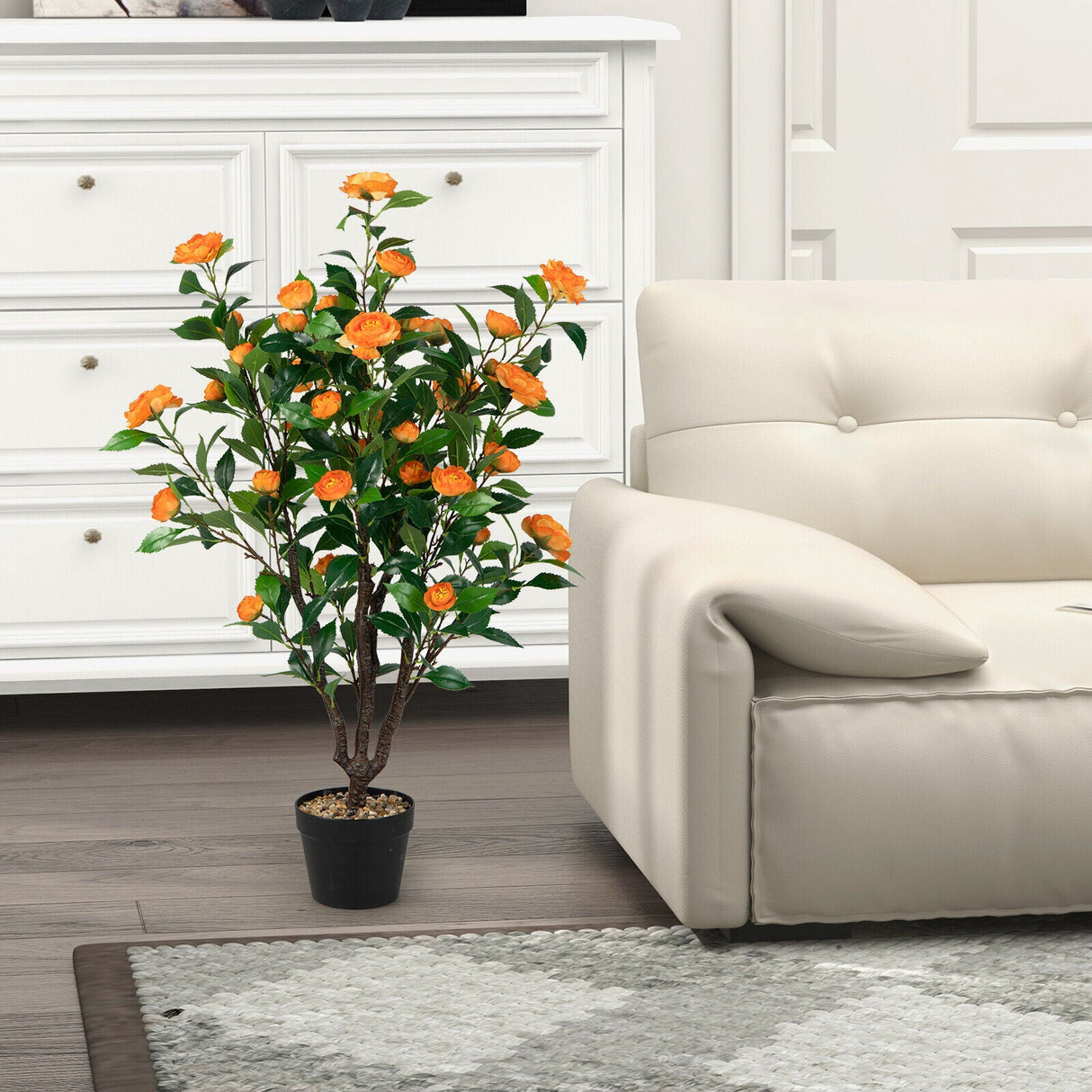 3.3 pies Árbol de Camelia Artificial para Interiores y Exteriores