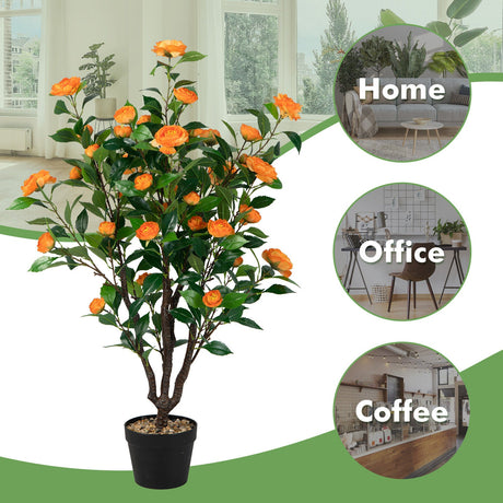3.3 pies Árbol de Camelia Artificial para Interiores y Exteriores