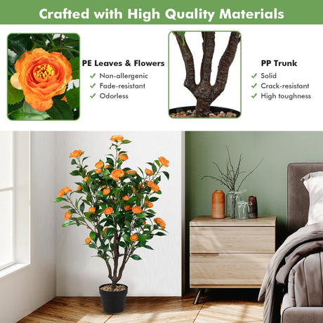 3.3 pies Árbol de Camelia Artificial para Interiores y Exteriores