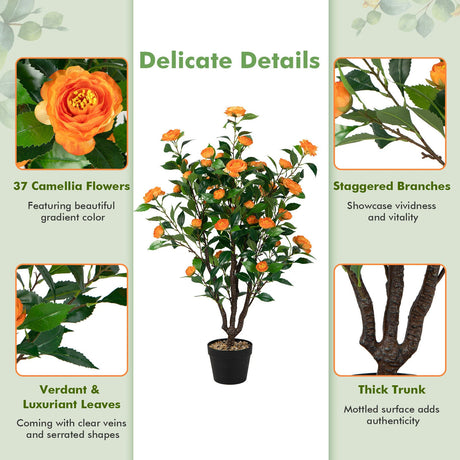 3.3 pies Árbol de Camelia Artificial para Interiores y Exteriores