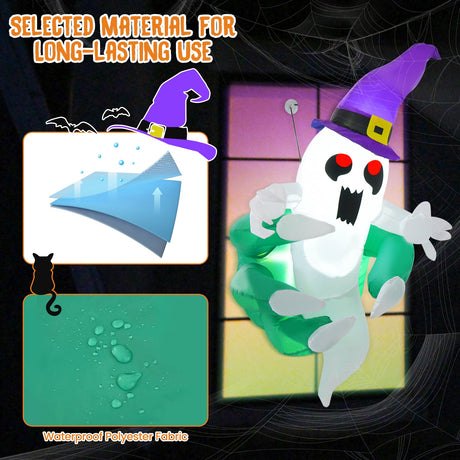 Fantasma Inflable de Halloween de 3.6 FT Saliendo de la Ventana
