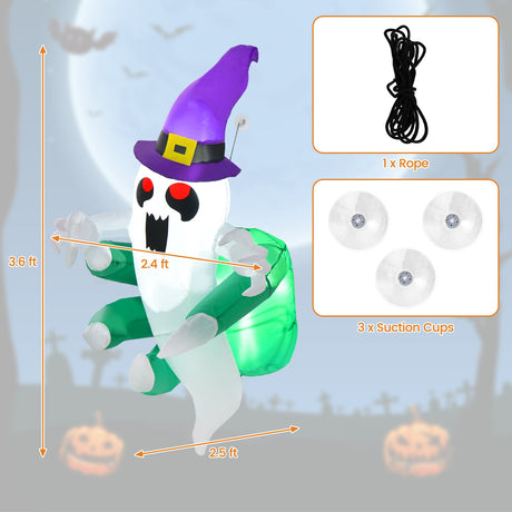 Fantasma Inflable de Halloween de 3.6 FT Saliendo de la Ventana