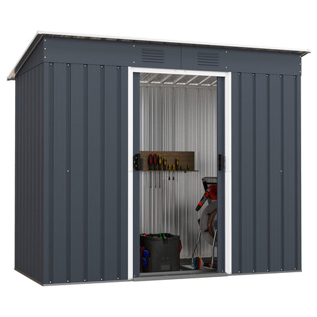 Cobertizo de almacenamiento para jardín exterior 3.6 x 7.1 PIES Caseta de herramientas con estructura de base