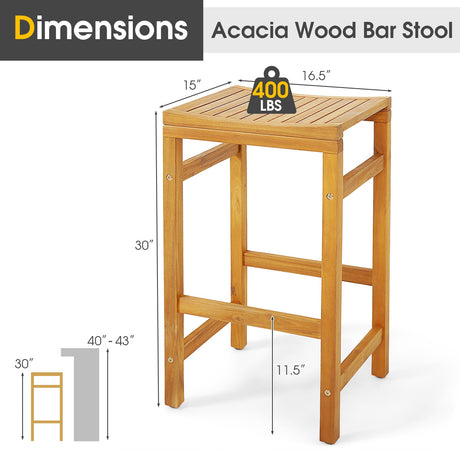 Silla de bar de 30 pulgadas de alto con asiento en forma de silla de montar y reposapiés resistente