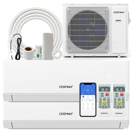 Aire acondicionado mini split de 30000 BTU, 2 zonas, 23 SEER2, con WiFi y bomba de calor
