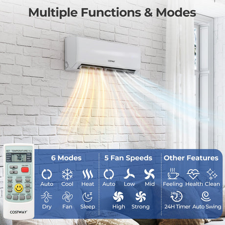 Aire acondicionado Mini Split de 30000 BTU, 3 Zonas, 23 SEER2, con WiFi y Bomba de Calor