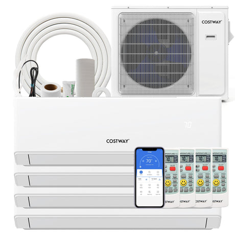 Aire acondicionado mini split de 30000 BTU, 4 zonas, 23 SEER2, con WiFi y bomba de calor